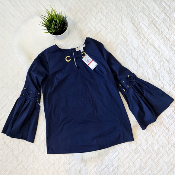 {Michael Kors} NEW Bell Sleeve Grommet Top - Picture 1 of 6